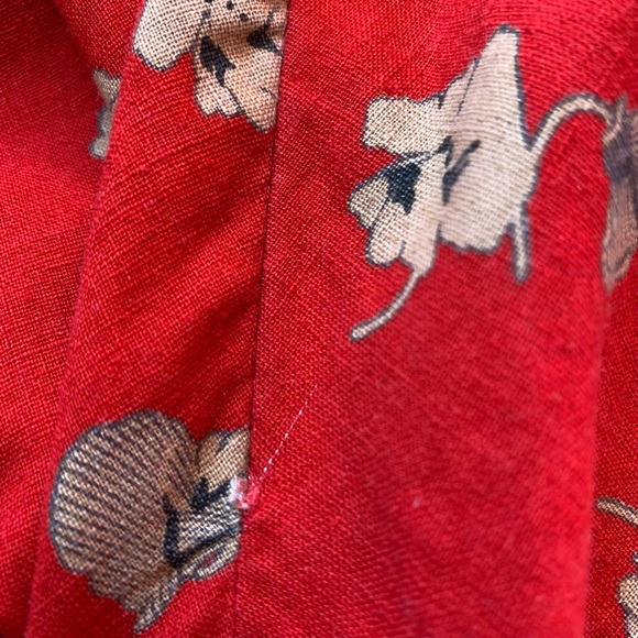 Gorgeous RARE Free People linen cotton full skirt size 10 Red w Gold flowers - Picture 10 of 10